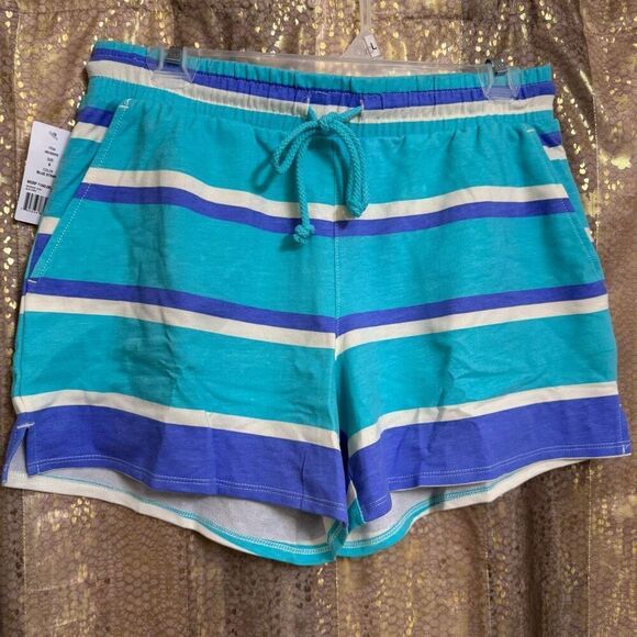 Wildfox Purple Aqua Striped Sleep Lounge Top Shorts 2 Piece Set Small NWT - Picture 9 of 13